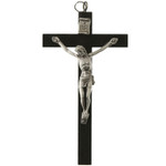 Small Black Wood Crucifix, 4"