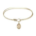 Adult 7" Oval Gold Plated Bangle Bracelet with St. Alexandra Medal Charm