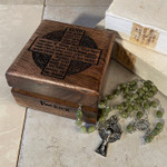 Personalized Irish Blessing Keepsake Box with Connemara Marble Rosary thumbnail 2