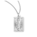 Rectangular Sterling Miraculous Medal Necklace