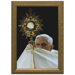 Pope Benedict w/ Monstrance in Gold Frame