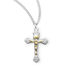 Gold/Sterling Celtic Knot Crucifix Necklace