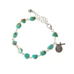 Sterling & Turquoise Nugget Our Lady of Guadalupe Rosary Bracelet	
