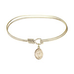 Adult 7" Oval Gold Plated Bangle Bracelet with St. Philomena Medal Charm