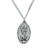 Sterling Silver St. Christopher Medal on 24 inch chain - 2003512