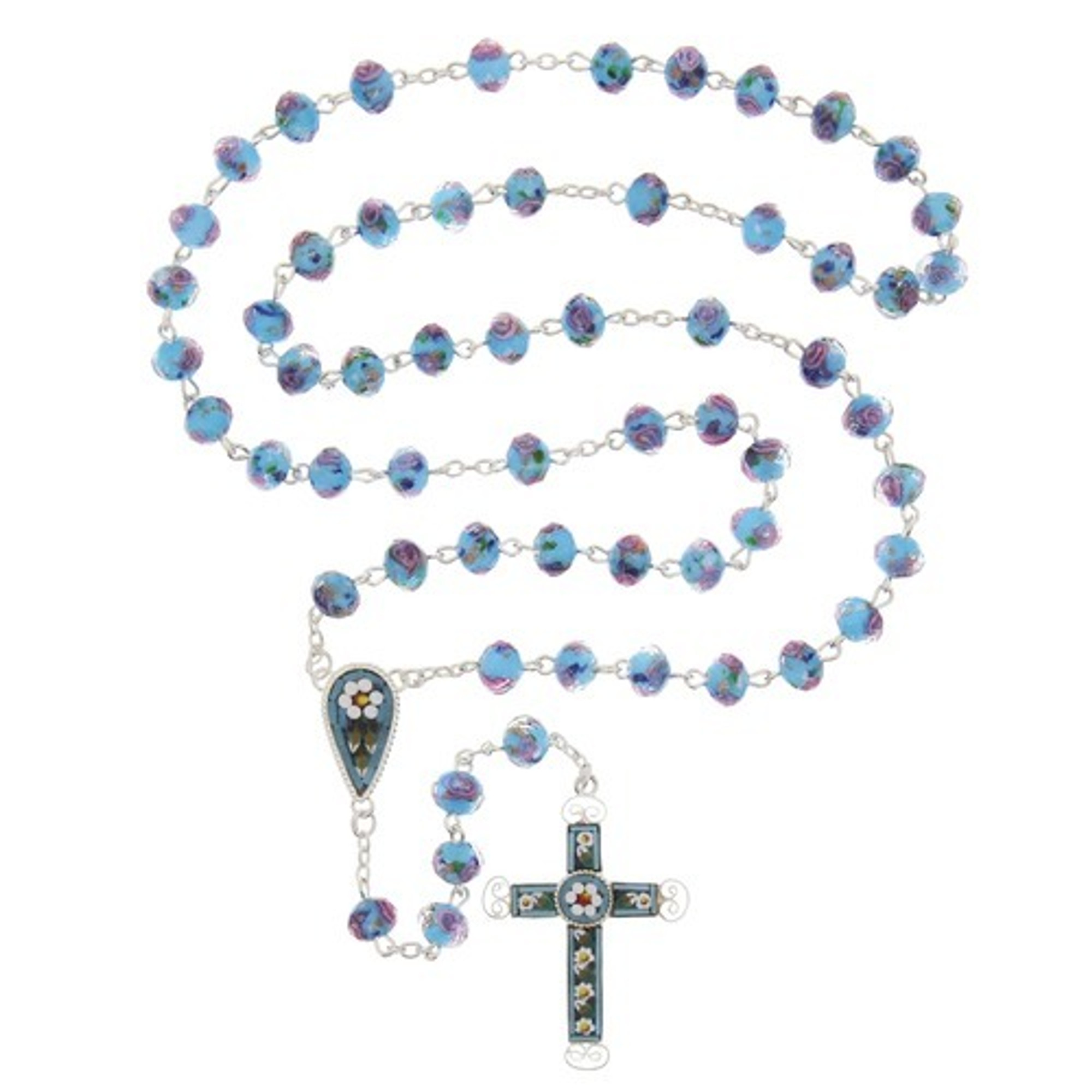 Aqua Blue Florentine Mosaic Rosary | The Catholic Company®