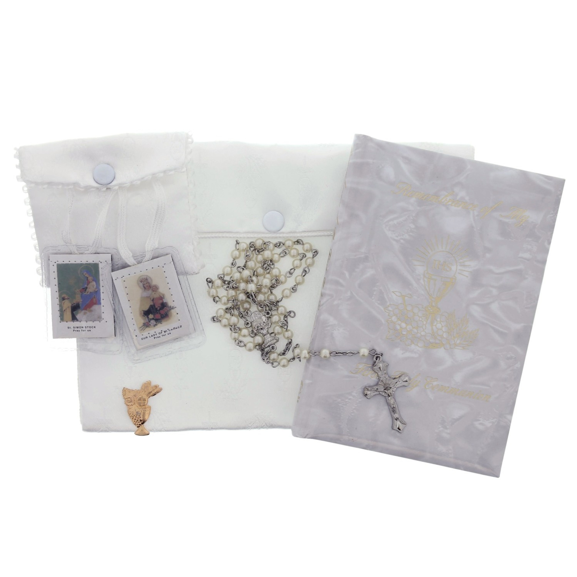 Rememberance of My First Holy Communion Pearlized Mass Book, or Purse Set