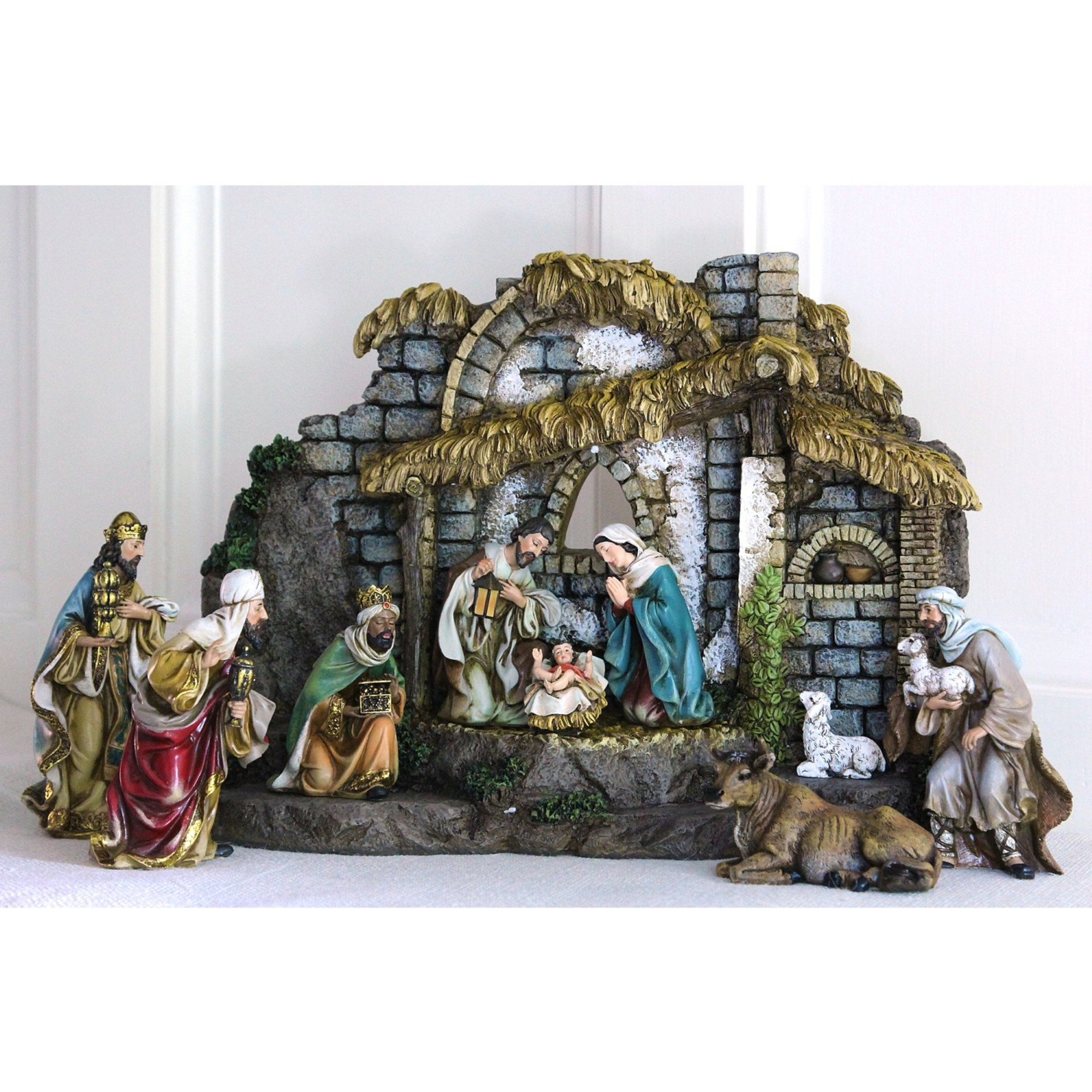 Nativity and Stable Scene 10 Piece Set with Removable Figures | The ...