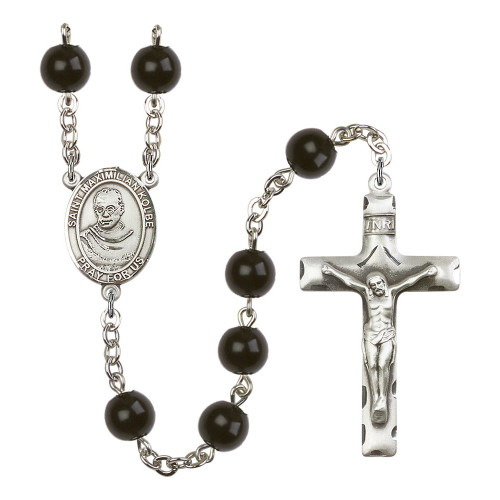 St. Maximilian Kolbe 7mm Black Onyx Rosary
