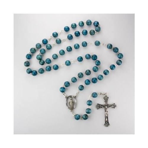 Light Blue Wood Rosary