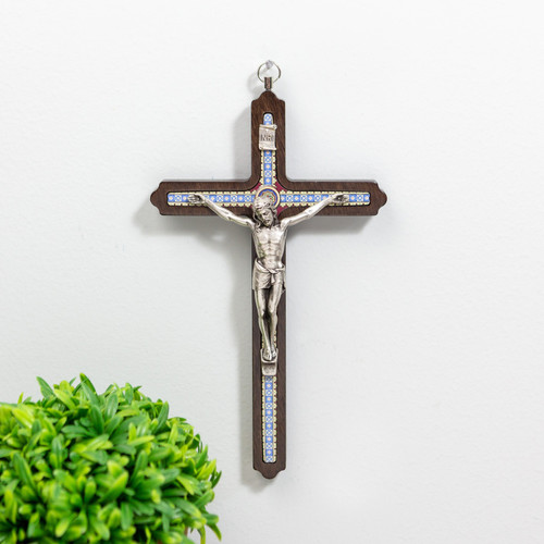 Wood Crucifix with Decorative Pattern