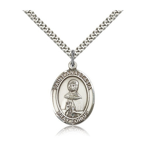 St. Anastasia Pendant with Chain, Bliss, Sterling Silver