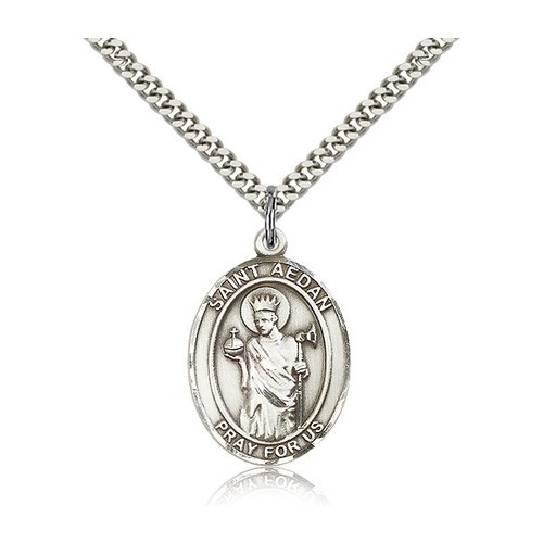 St. Aedan of Ferns Pendant with Chain, Bliss, Sterling Silver