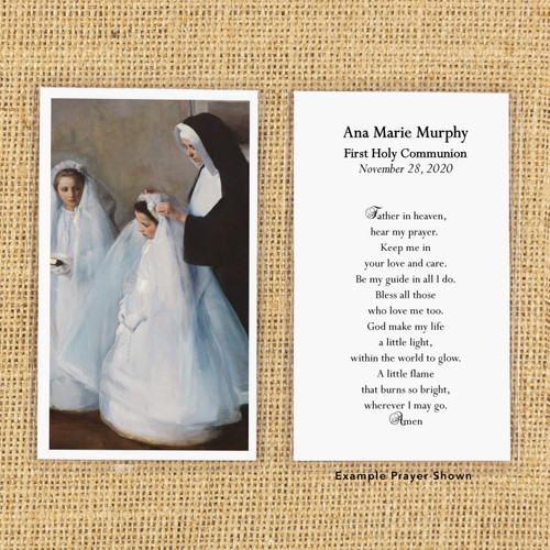 Personalized First Communion Classic Art Prayer Card