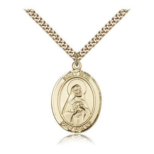 14kt Gold Filled St. Rita of Cascia Pendant w/ chain