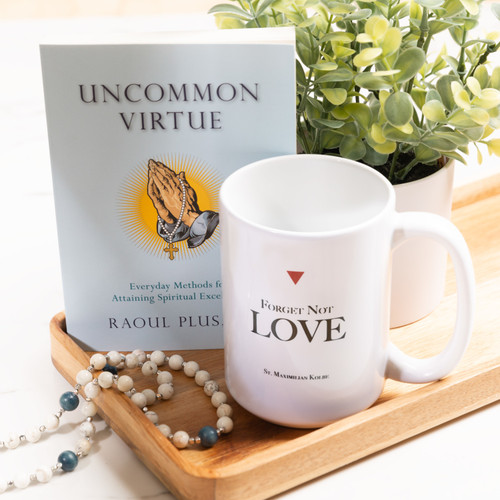 Uncommon Virtue: Everyday Methods for Attaining Spiritual Excellence
& Maximilian Kolbe "Love" Quote Mug (2 Gift Set)