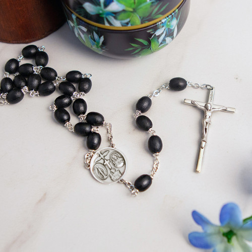 Rosary Necklace gold Silver and Black Catholic Rosary 