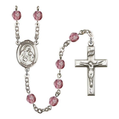 St. Ann Purple February Rosary 6mm
