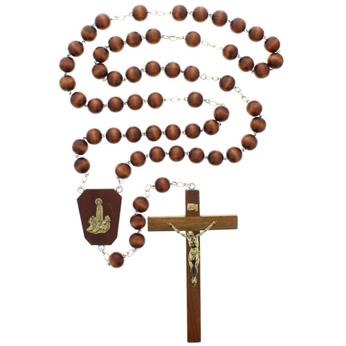 Round Wood Bead Our Lady of Fatima Wall Rosary