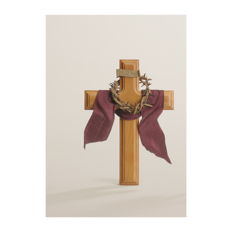 He is Risen Wood Wall Cross | The Catholic Company®