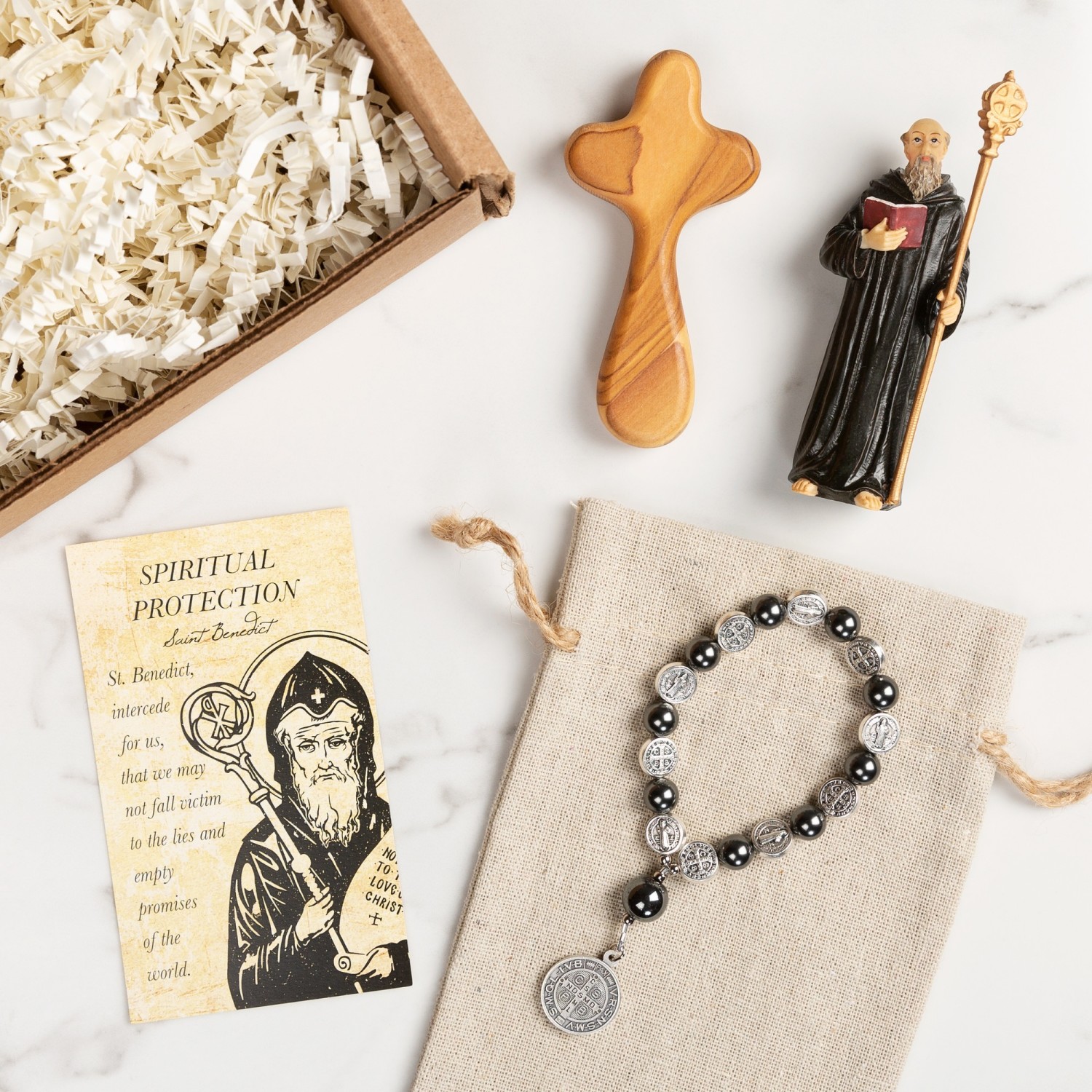 His and Hers Companion Saint Benedict Bracelet Set - Catholic