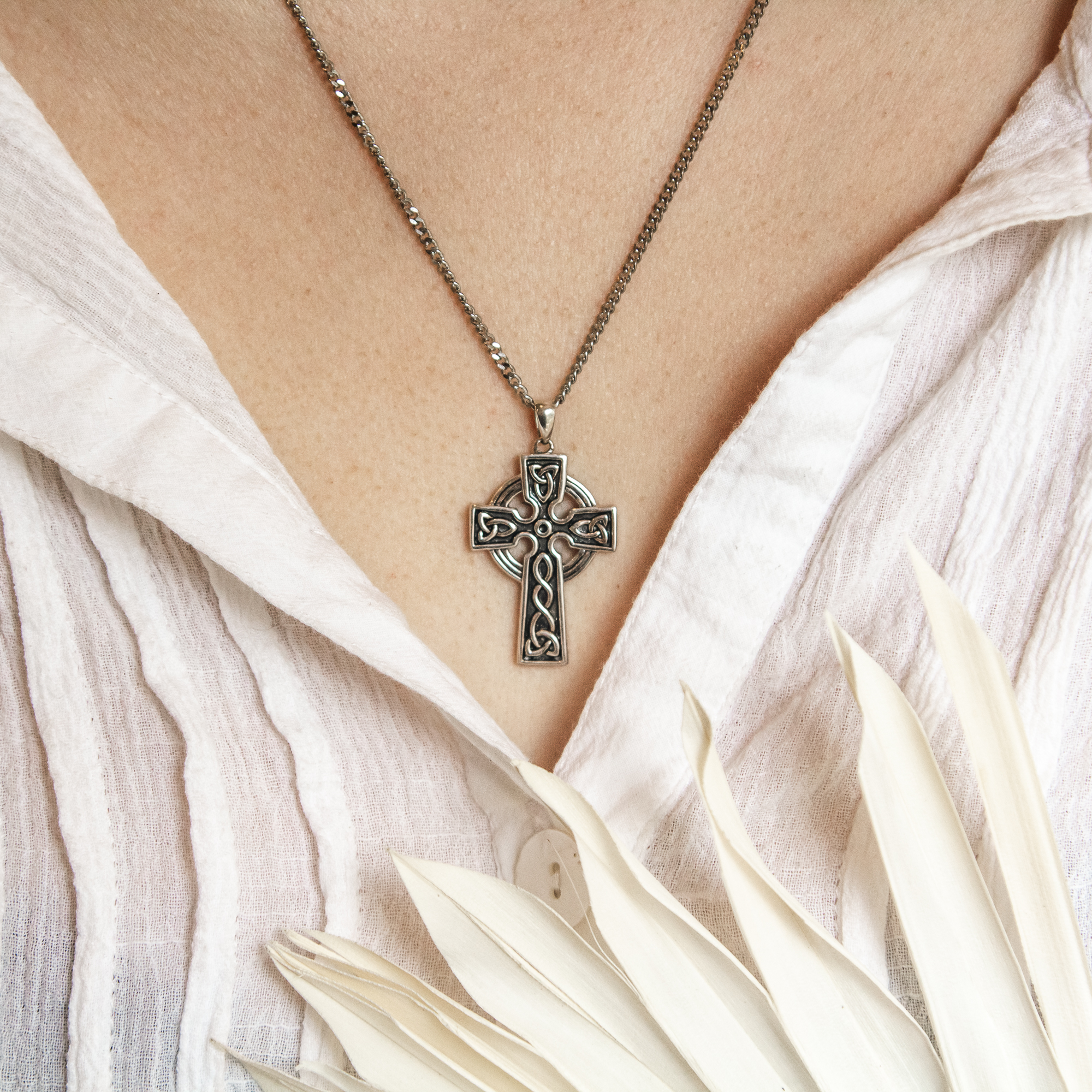 Sterling Silver Double Sided Celtic Cross Necklace | The Catholic Company®