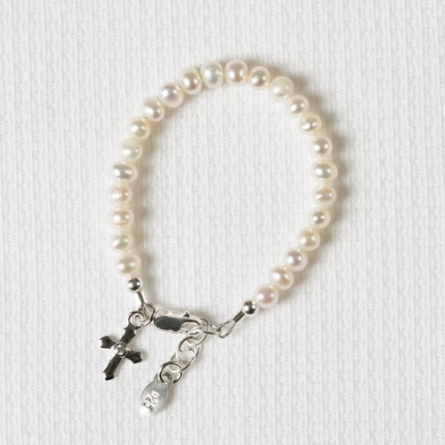 Christening Bracelet with Cross, Heart and Engraved Gift Box | Jewels 4  Girls