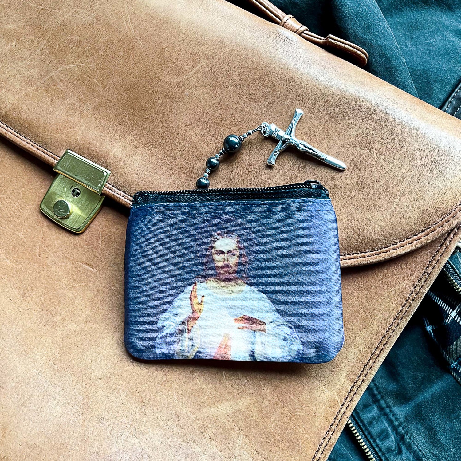 Buy Zippered Rosary Pouch | Miraculous Medal | Beautiful Navy Leather |  Great for Travel Catholic Gift at Amazon.in