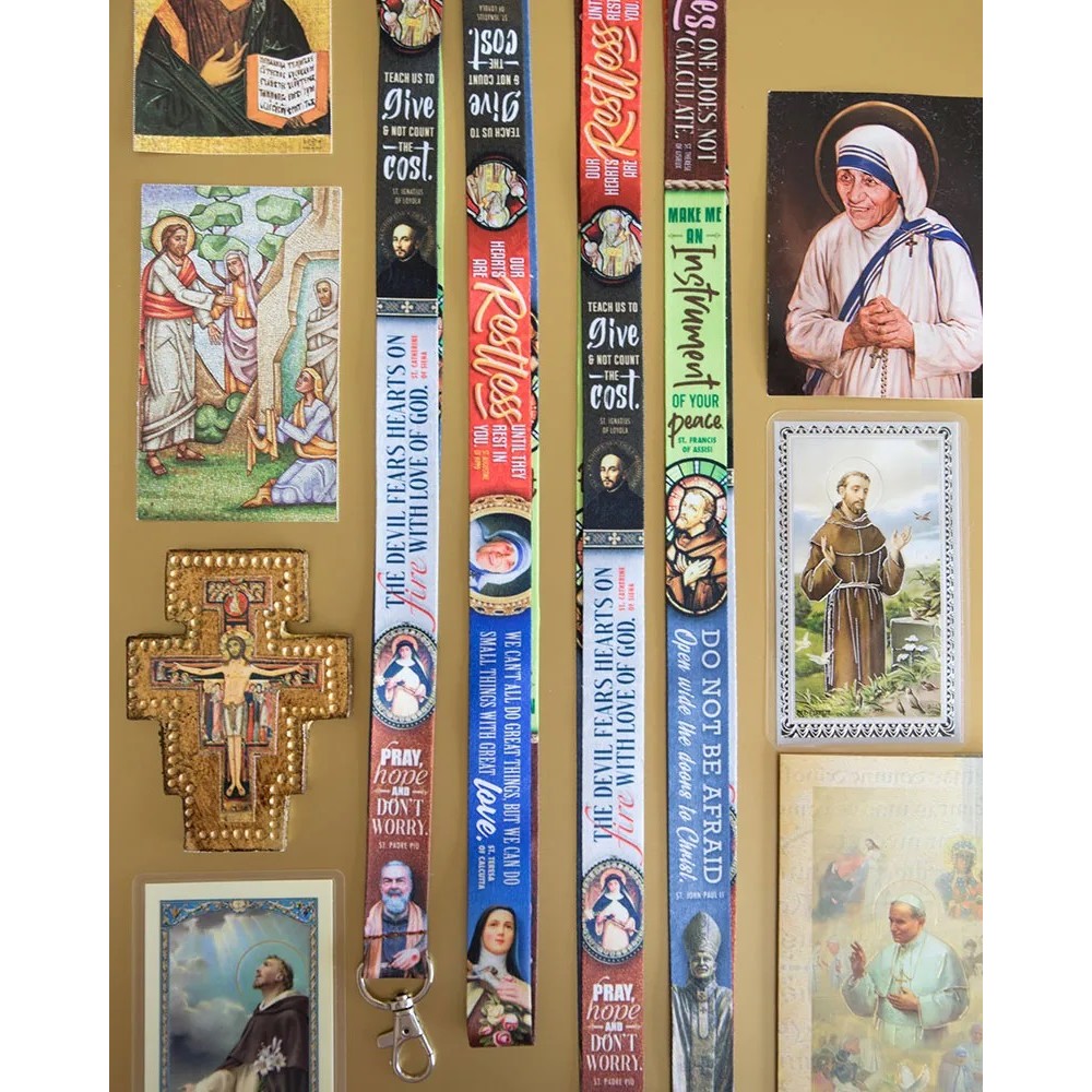 Catholic Saints Lanyard Saint Quotes ID Badge Holder Roman