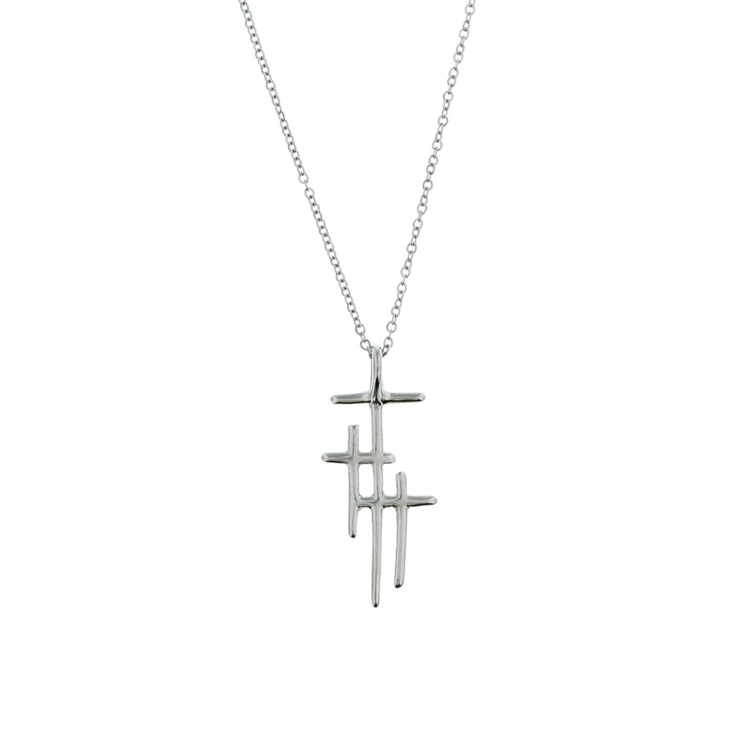 Kir Collection 3 Cross Logo Silver & Diamond Necklace - The Polished Edge  Fine Jewelry