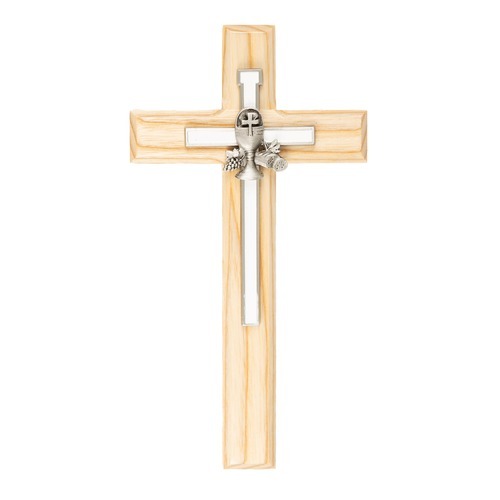 Light Wood & Enamel First Communion Cross