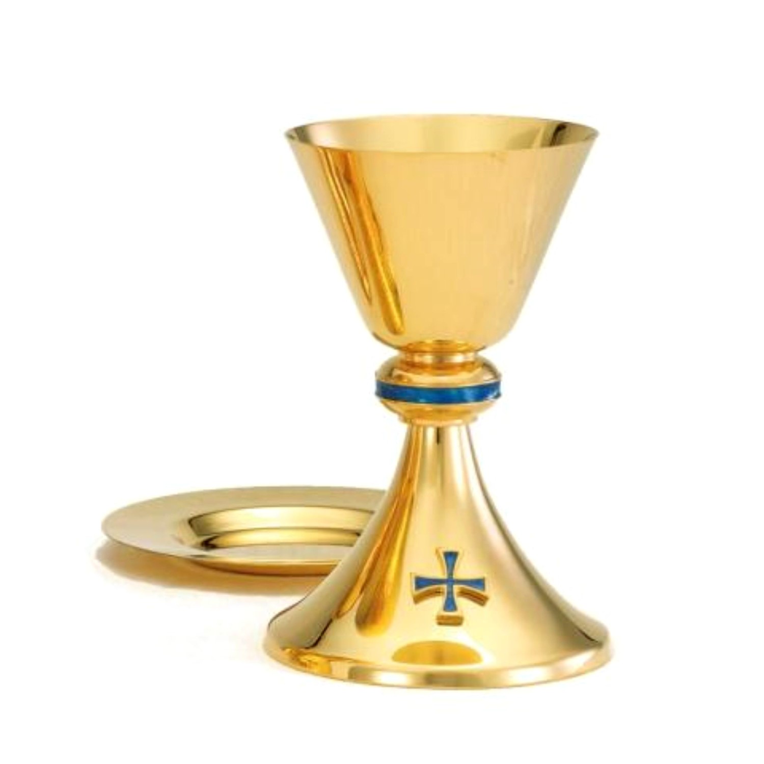 Image of Blue Enamel Chalice & Well Paten or Ciborium