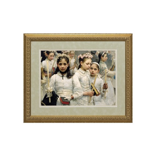 After the First Holy Communion (Matted, with Ornate Gold Frame)