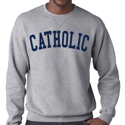 Collegiate Catholic Grey Crew Sweatshirt