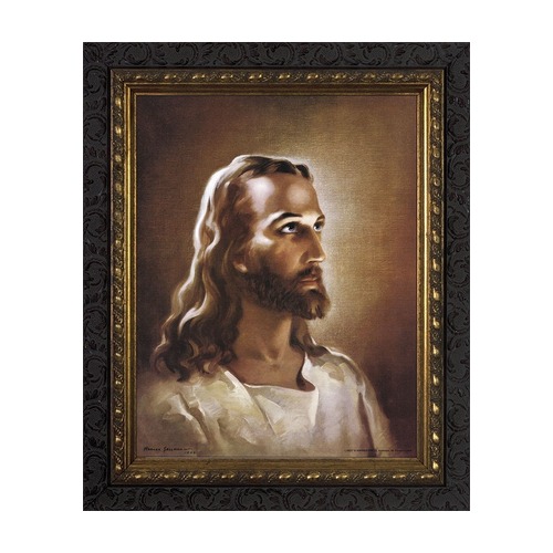 Head of Christ with Dark Ornate Frame