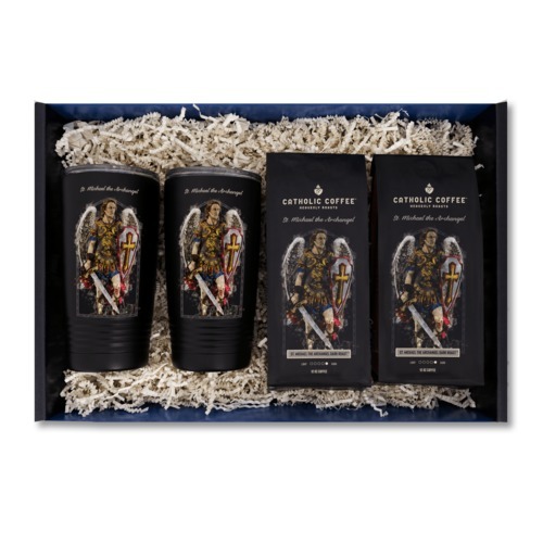 St. Michael Dark Roast Coffee and 2 Tumblers Gift Box