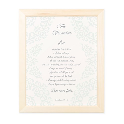Personalized Love Is Patient Framed Print - Catholic Company® Exclusive