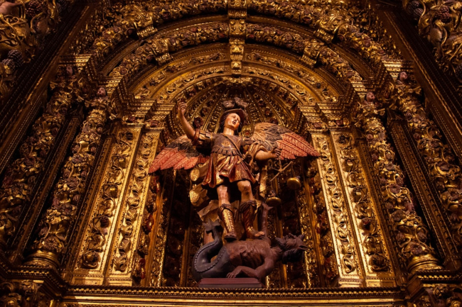 St. Michael Statue in Funchal, Madeira, Portugal