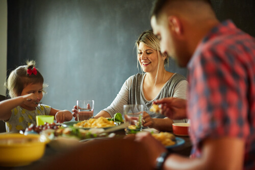 Eating a family meal