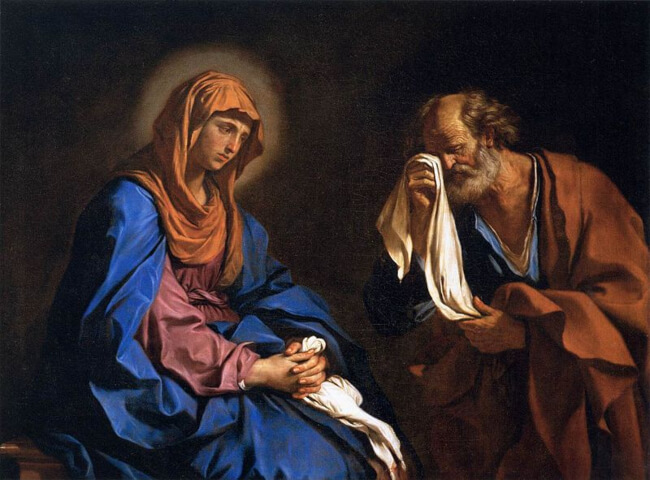 Saint Peter Weeping Before the Virgin by Guercino