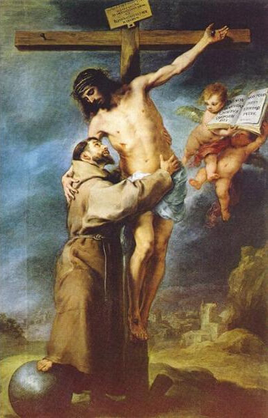 Saint Francis of Assisi embracing the crucified Christ by Bartolome Esteban Murillo