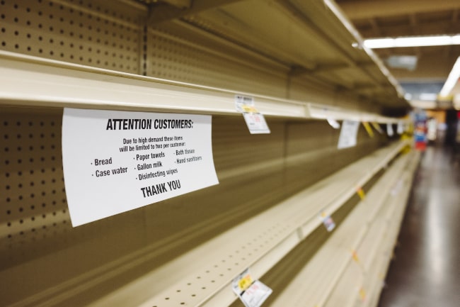 Empty shelves due to unnecessary panic