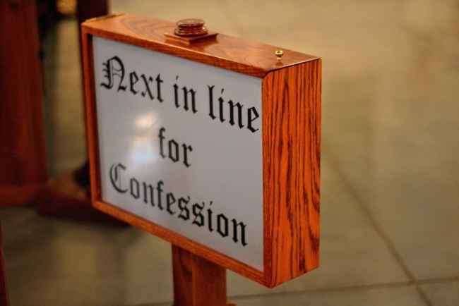 Standing in line for confession