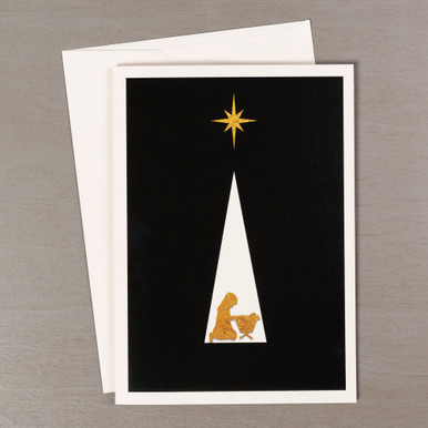 Starlight Gold & Black Manger Christmas Cards – Set of 20