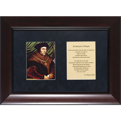 St. Thomas More (Matted with Lawyer’s Prayer in Cherry Frame) 8×12