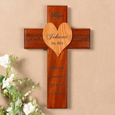 Personalized Faith Hope and Love Marriage Cross – 10 inch