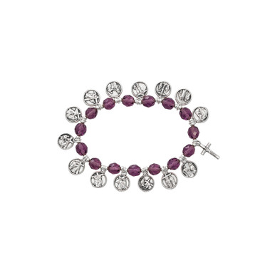 Violet Crystal Stations of the Cross Bracelet