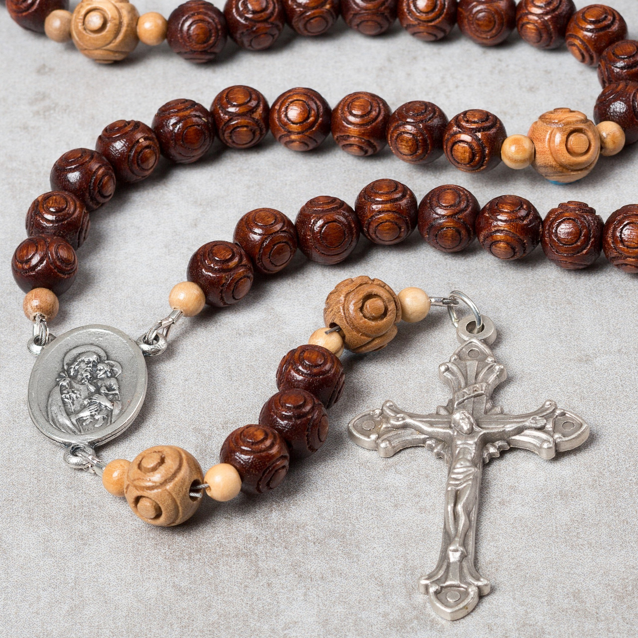 Image of St. Joseph Wood Bead Rosary