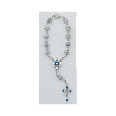 Blue Enamel Miraculous Box w/ Rosary Bracelet