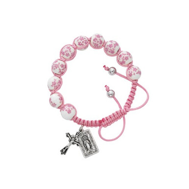 Rosary Bracelet - Elastic (Cat's Eye Pink Beads) - Reilly's Church Supply &  Gift Boutique